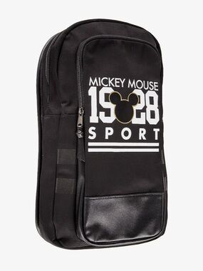 Disney Black Sling Backpack with White 1928 Mickey Graphic Great Condition